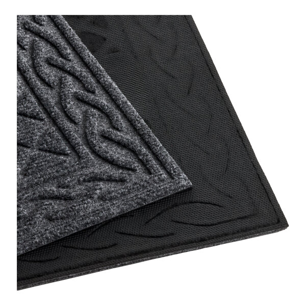 Lavex 1' 6" x 2' 6" Gray Diamond Polypropylene Rubber-Backed "Welcome" Entrance Mat with Decorative Border - 13/16" Thick