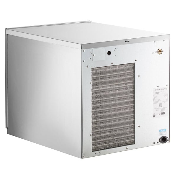 A stainless steel air cooled flake ice machine from the Hoshizaki Slim Line Series.