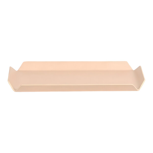 A rectangular clay-colored faux leather amenity tray with raised edges.