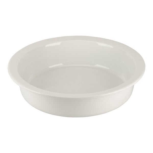 10 Strawberry Street Stella 6 Qt. Round White Porcelain Food Pan STELLA-DPBWL-15 - 4/Case