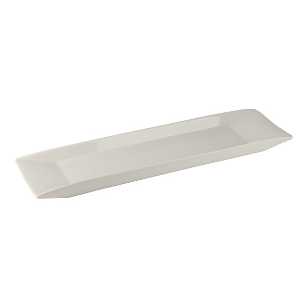 10 Strawberry Street Stella 20" x 5 1/2" Rectangular White Porcelain Serving Platter - 12/Case