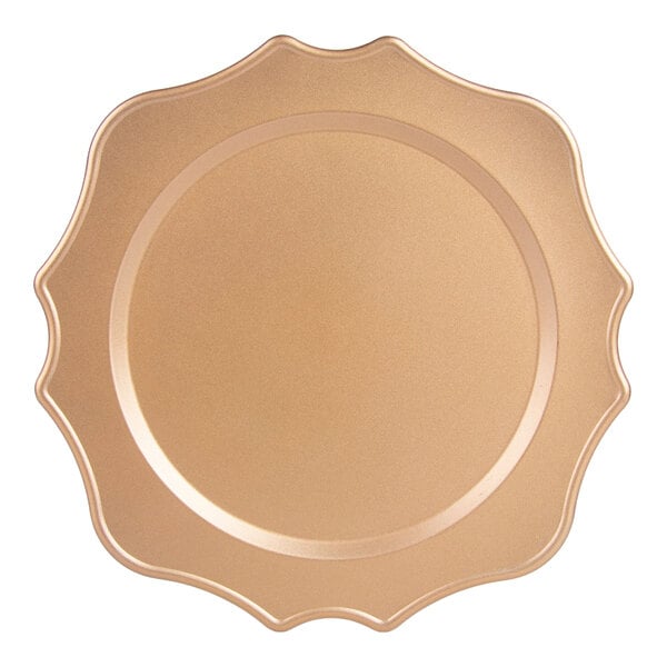 10 Strawberry Street 13" Round Scalloped Matte Rose Gold Acrylic Charger Plate - 24/Case
