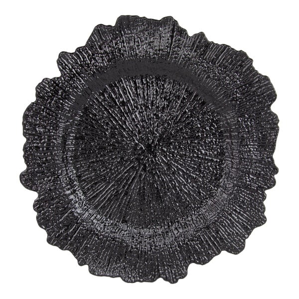 10 Strawberry Street 13" Round Sponge Black Acrylic Charger Plate - 24/Case