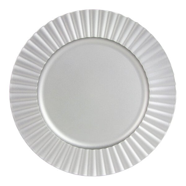 10 Strawberry Street 13" Round Sunburst Matte Silver Acrylic Charger Plate - 24/Case