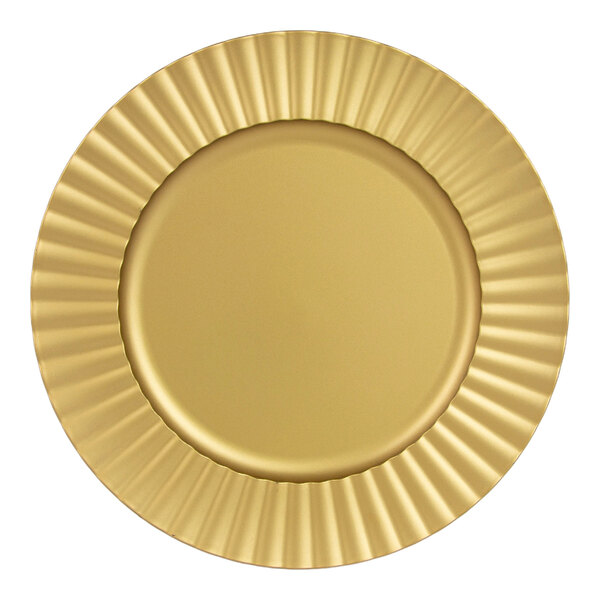 10 Strawberry Street 13" Round Sunburst Matte Gold Acrylic Charger Plate - 24/Case
