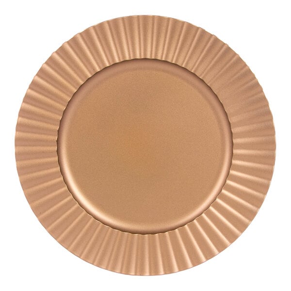 10 Strawberry Street 13" Round Sunburst Matte Rose Gold Acrylic Charger Plate - 24/Case