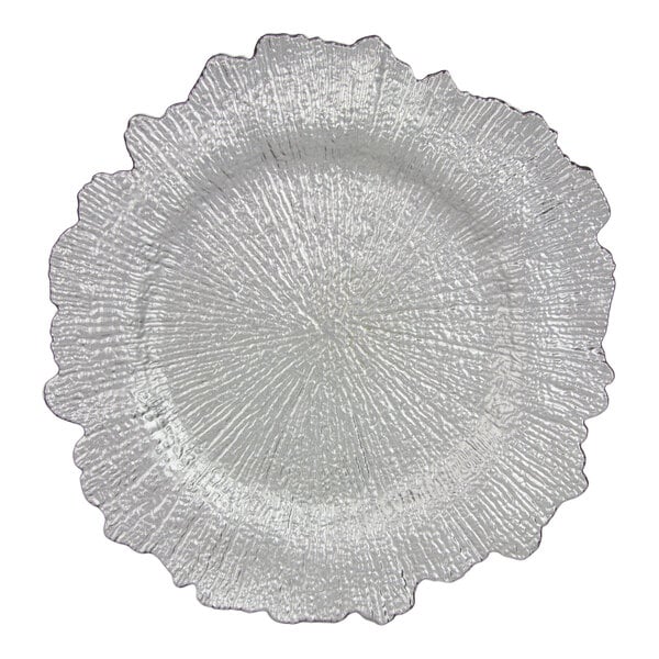 10 Strawberry Street 13" Round Sponge Silver Acrylic Charger Plate - 24/Case