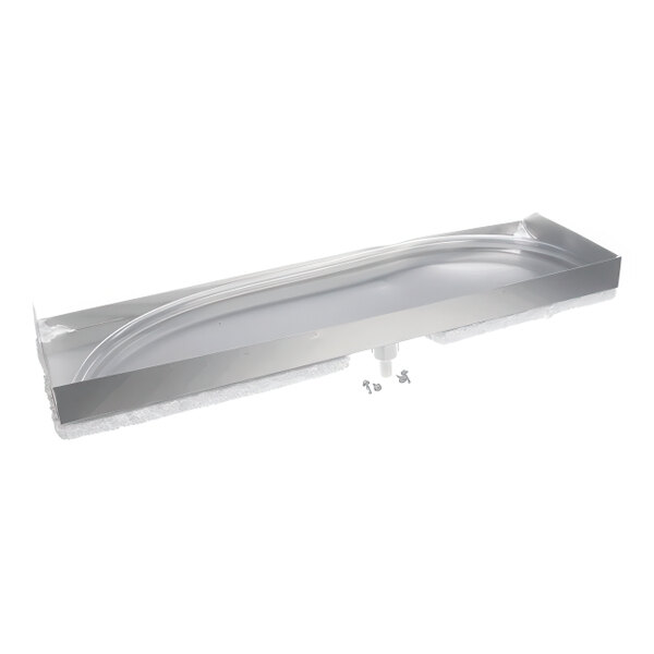 A rectangular metal evaporator drain pan assembly for refrigeration units.