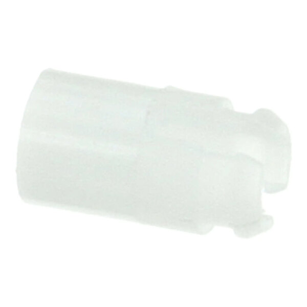 A small white plastic spacer for PCB mounting, sized #6 by 0.375 inches long.