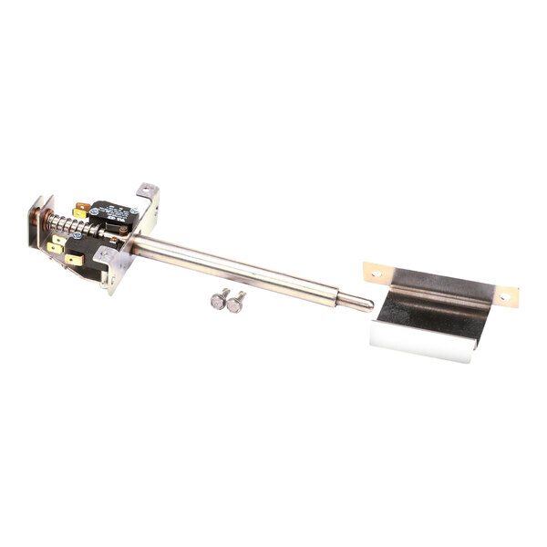 A Baxter 01-1M6525-00001 door switch kit for OV500G ovens, including a switch assembly, mounting bracket, and screws.