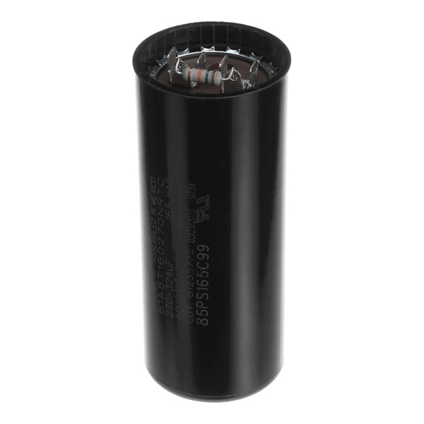 A cylindrical black start capacitor for electrical equipment.