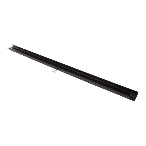 A long, black metal door track bottom kit for refrigeration units.