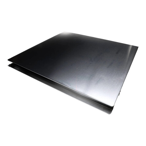 A flat, metallic assembly panel for a Delfield refrigeration unit.