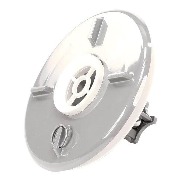 A gray plastic cover assembly part for a Bunn machine.