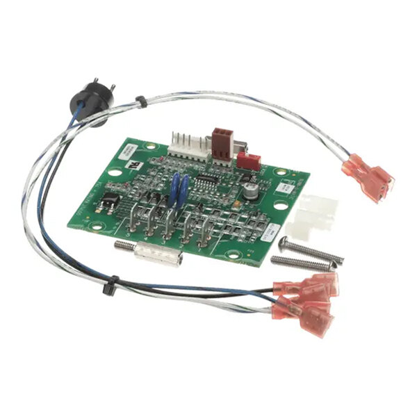 A digital timer kit with an adaptor, circuit board, wiring, and connectors for a Bunn machine.