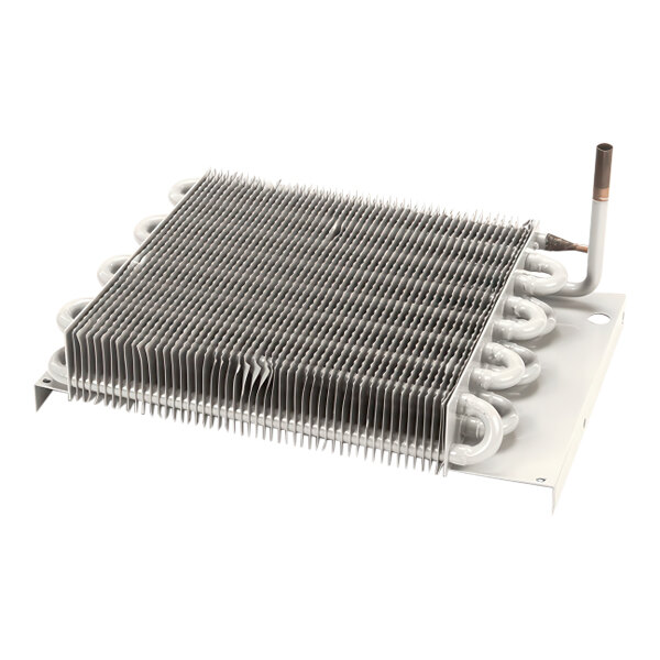 An evaporator coil for refrigeration units, featuring two rows of metal fins and tubing, designed for top-mount installation in True TR-Series models.