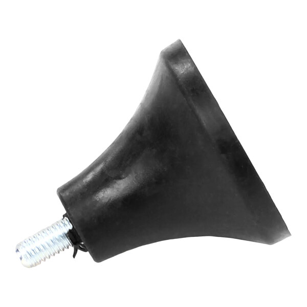 A black rubber foot with a threaded metal screw, designed as a replacement part for equipment.