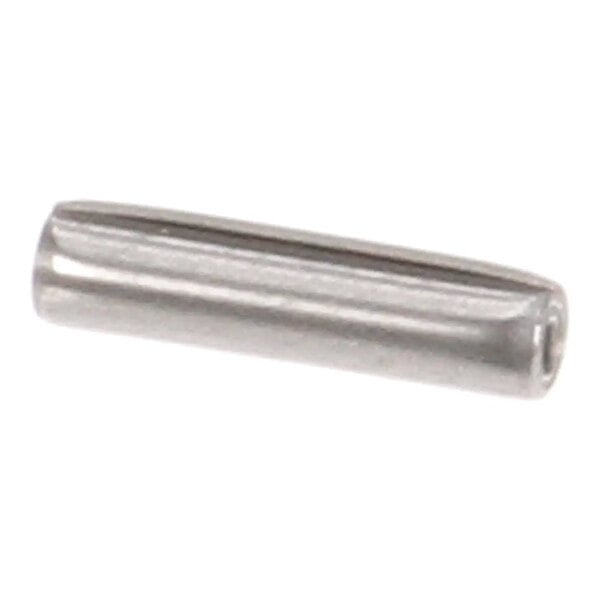A small cylindrical metal spring pin with a coiled design.