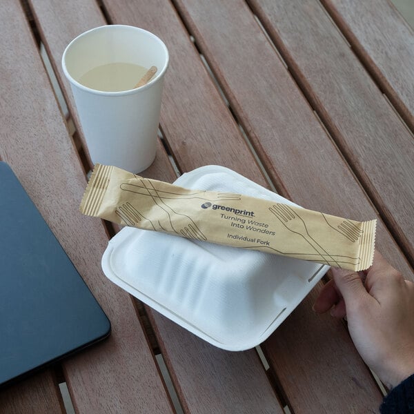 Greenprint Wrapped Heavy Weight Natural Agave Fork - 500/Case