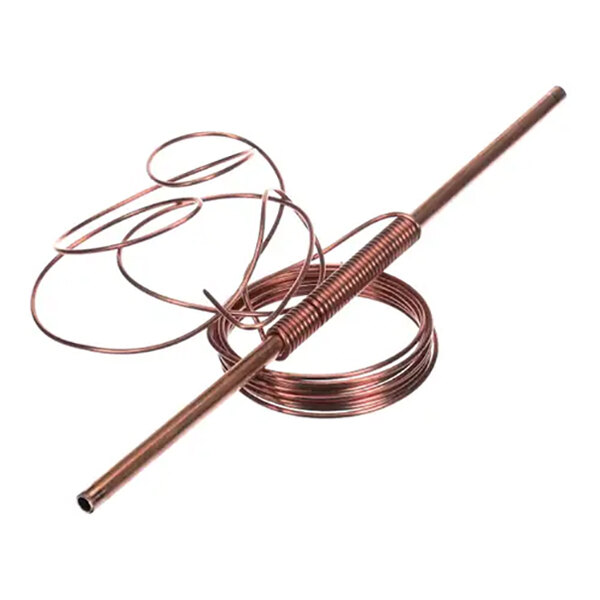 A coiled copper capillary tube assembly.