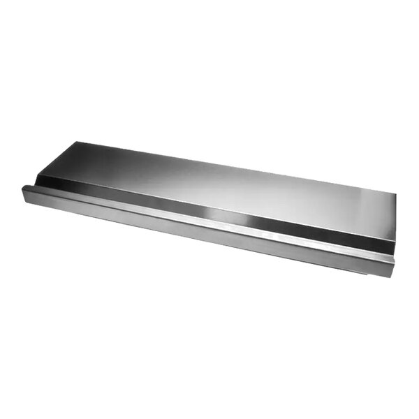 A stainless steel front drawer assembly for commercial kitchen equipment.
