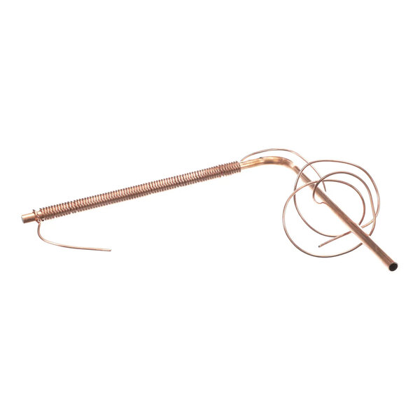 A copper heat exchange assembly with coiled tubing and a straight section, designed for refrigeration systems.