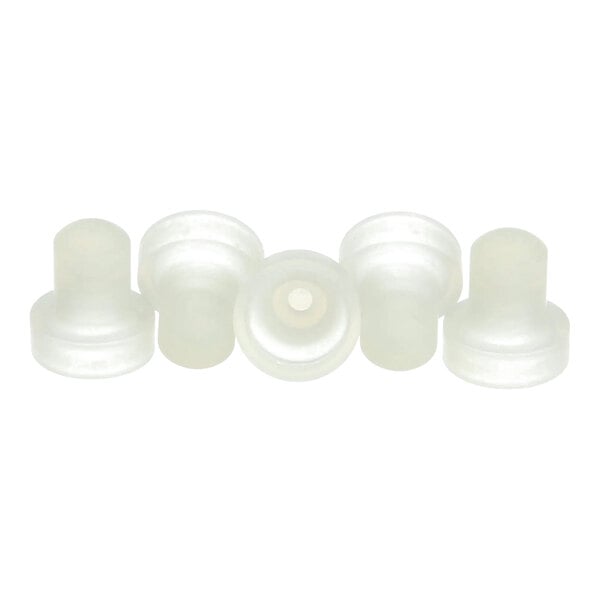 A pack of five translucent seat cups for Bunn equipment.