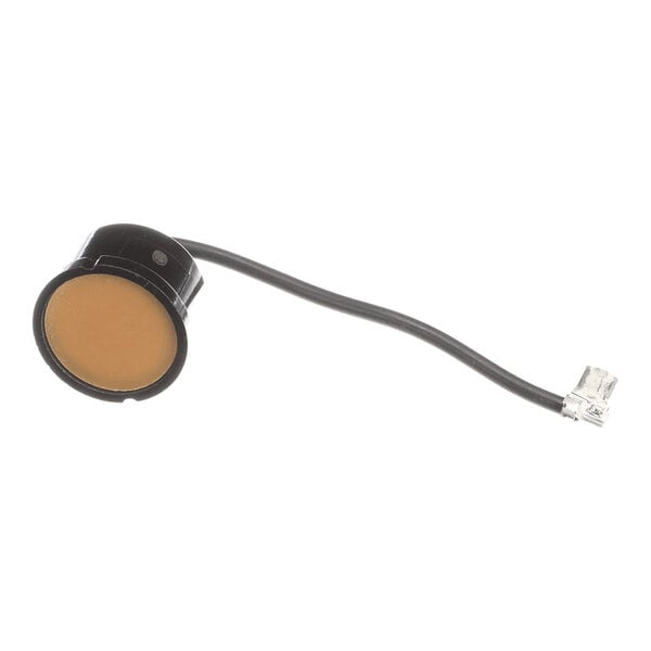 An electrical overload protector with a black housing, a short wire, and a connector, used for Beverage-Air refrigeration equipment.