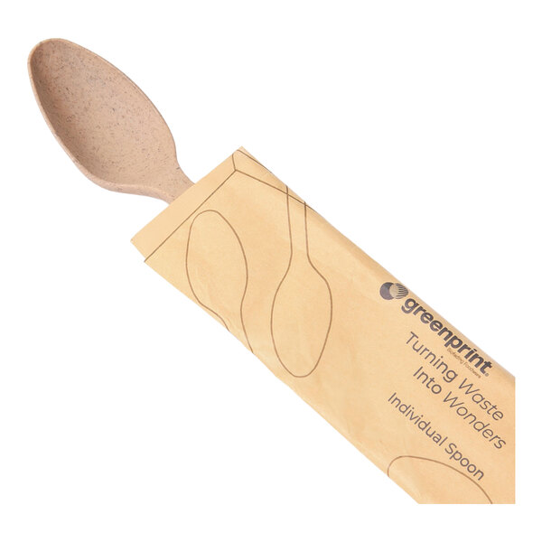 Greenprint Wrapped Heavy Weight Natural Agave Spoon - 500/Case