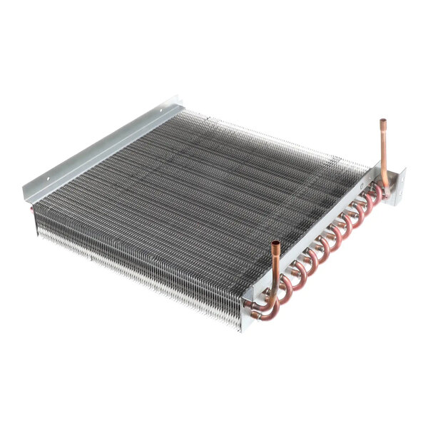 A metal condenser coil with copper tubing designed for use with 1/4 to 1/3 horsepower R290 refrigeration systems.