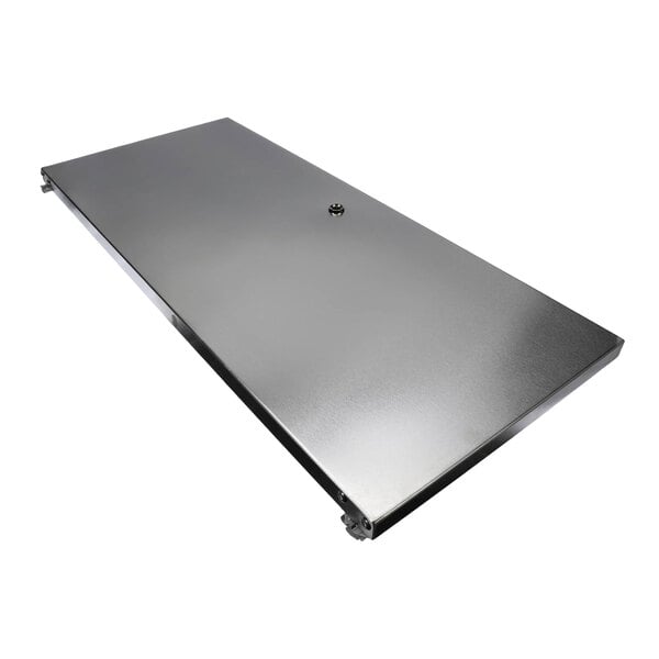 A rectangular stainless steel lid assembly for a commercial refrigerator or freezer.