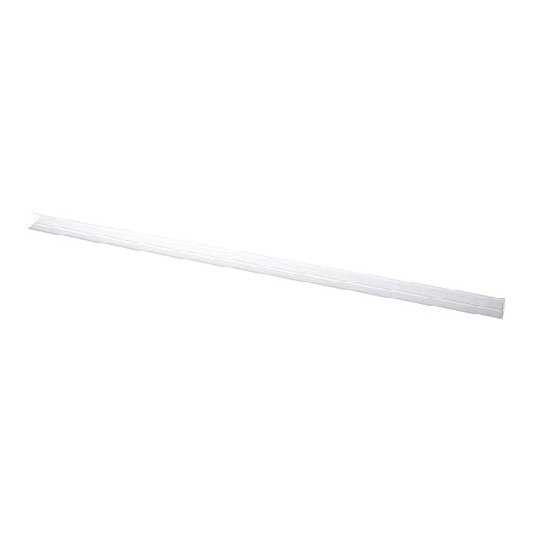 A long, narrow, white channel-snap display accessory.