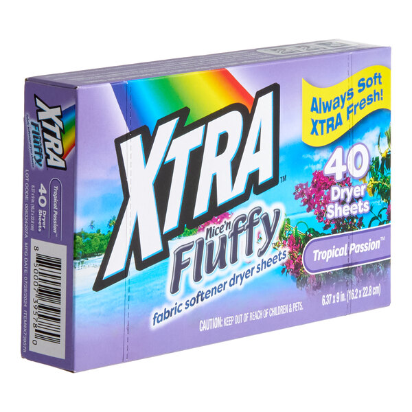 XTRA Nice'N Fluffy 40-Count Tropical Passion Fabric Softener Dryer Sheets - 12/Case