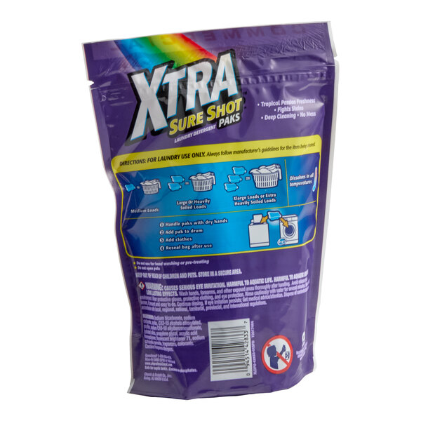 XTRA 34-Count Sure Shot Tropical Passion Powder Laundry Detergent Paks - 4/Case