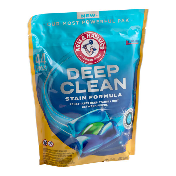 Arm & Hammer® 44-Count Sparking Clean Deep Clean Stain Formula Laundry Detergent Pods - 4/Case