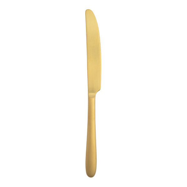 Sant' Andrea Mascagni Brushed Gold by 1880 Hospitality 9 1/4" 18/10 Stainless Steel Extra Heavy Weight Table Knife - 12/Case