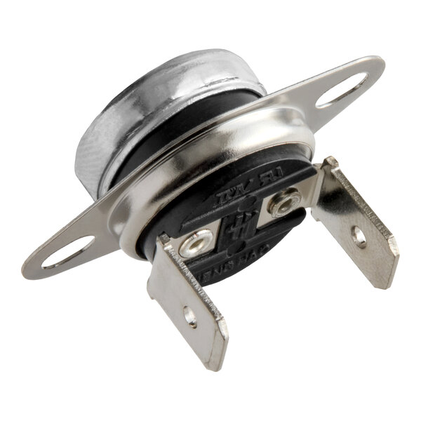 A high limit thermostat for steam tables with two metal mounting tabs and electrical terminals.