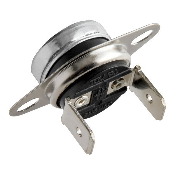 A high limit thermostat for steam tables with two metal mounting tabs and electrical terminals.