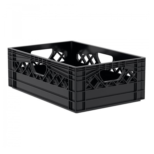 12 Qt. Black Rectangular Milk Crate - 19" x 13" x 6 1/2"