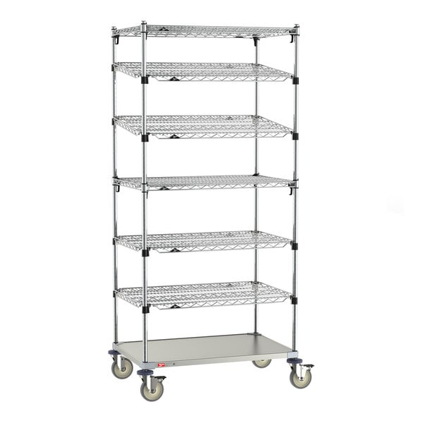 Metro Super Erecta EZ-ADD 24" x 36" Chrome 7-Shelf Kanban Mobile Shelving Unit with 74" Posts