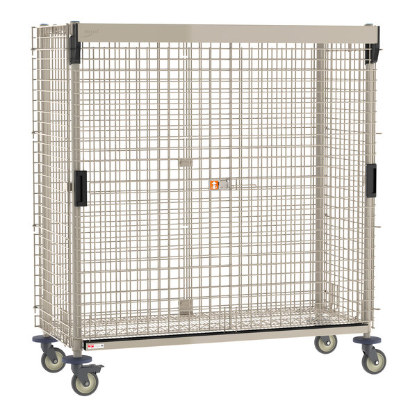 Metro MQSEC56VE-SL MetroMax 27 13/16" x 64 3/4" x 67 13/16" Taupe Epoxy-Coated Mobile Security Unit with SlideSecure Sliding Doors