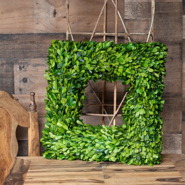 Mills Floral Company 16" Preserved Boxwood Square Wreath