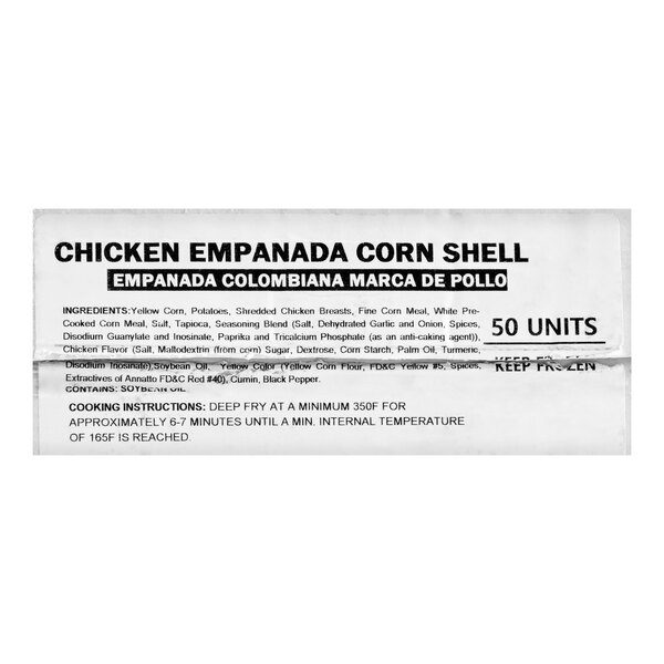 Brisas Chicken Corn Shell Empanada 3 oz. - 50/Case