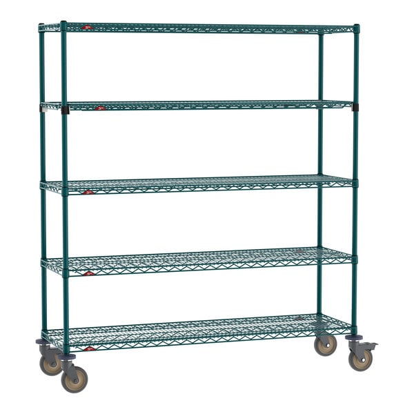 Metro Super Erecta EZ-ADD 18" x 60" Metroseal Green Epoxy 5-Shelf Mobile Shelving Unit with 63" Posts