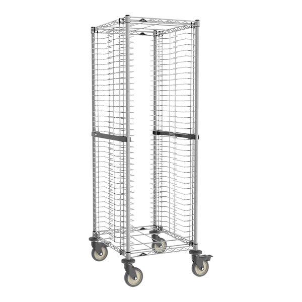 Metro RE1K4S Super Erecta Metroseal Gray Epoxy 40 Pan End Load Bun / Sheet Pan Rack with Non-Marking Casters - Unassembled