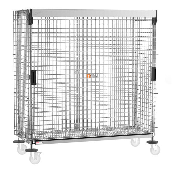 Metro SEC56S-SD-SL Super Erecta Standard-Duty 28 1/2" x 65" x 62" Stainless Steel Stationary Security Unit with SlideSecure Sliding Doors