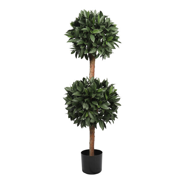 Mills Floral Company 48" Artificial Potted Bay Laurel Double Ball Topiary