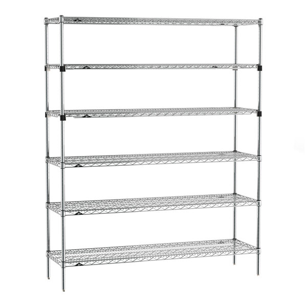 Metro Super Erecta EZ-ADD 18" x 60" Chrome 6-Shelf Stationary Shelving Unit with 74" Posts