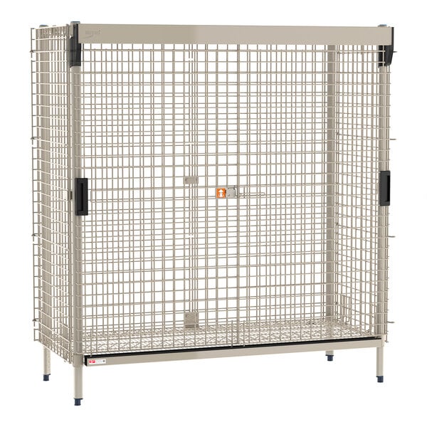 Metro MQSEC56E-SL MetroMax 26 15/16" x 62 7/8" x 66 3/16" Taupe Epoxy-Coated Stationary Security Unit with SlideSecure Sliding Doors