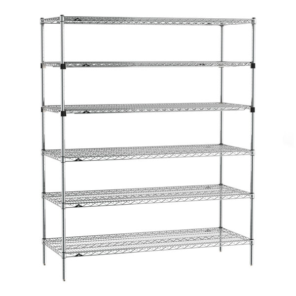 Metro Super Erecta EZ-ADD 24" x 60" Chrome 6-Shelf Stationary Shelving Unit with 74" Posts